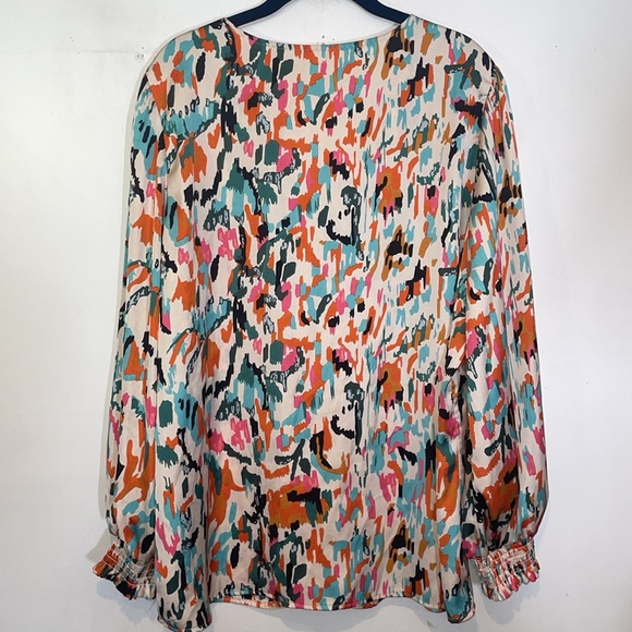 Women's Fall VNeck Long Sleeve Buttoned Down Blouse 2XL - Picture 5 of 7